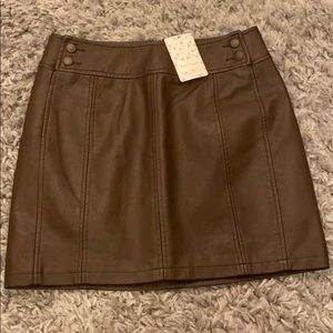 Free People Brown Leather mini skirt NWT!